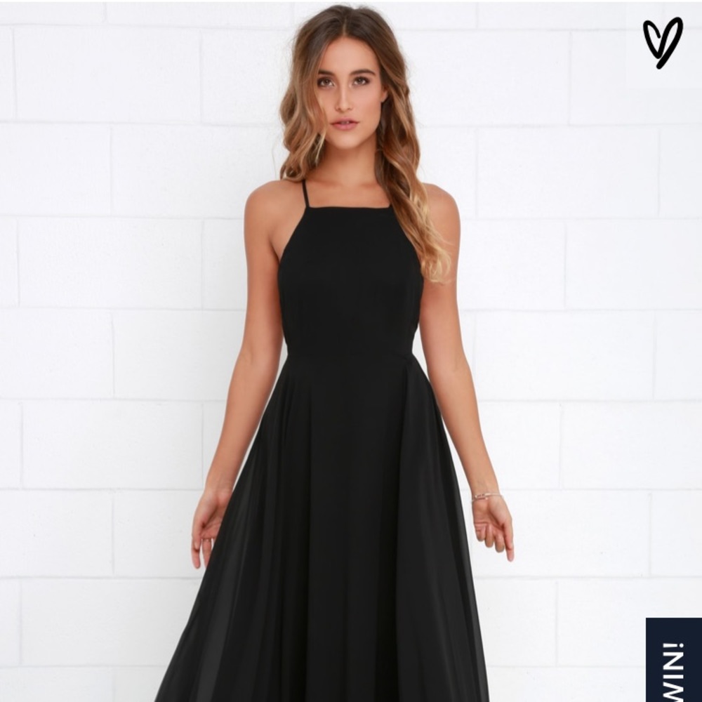 Black maxi dress NWT. Lined, fancy